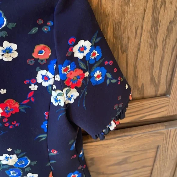 Tory Burch Miranda Short-Sleeve Pansy Bouquet Ponte Shirtdress Large - Picture 10 of 11